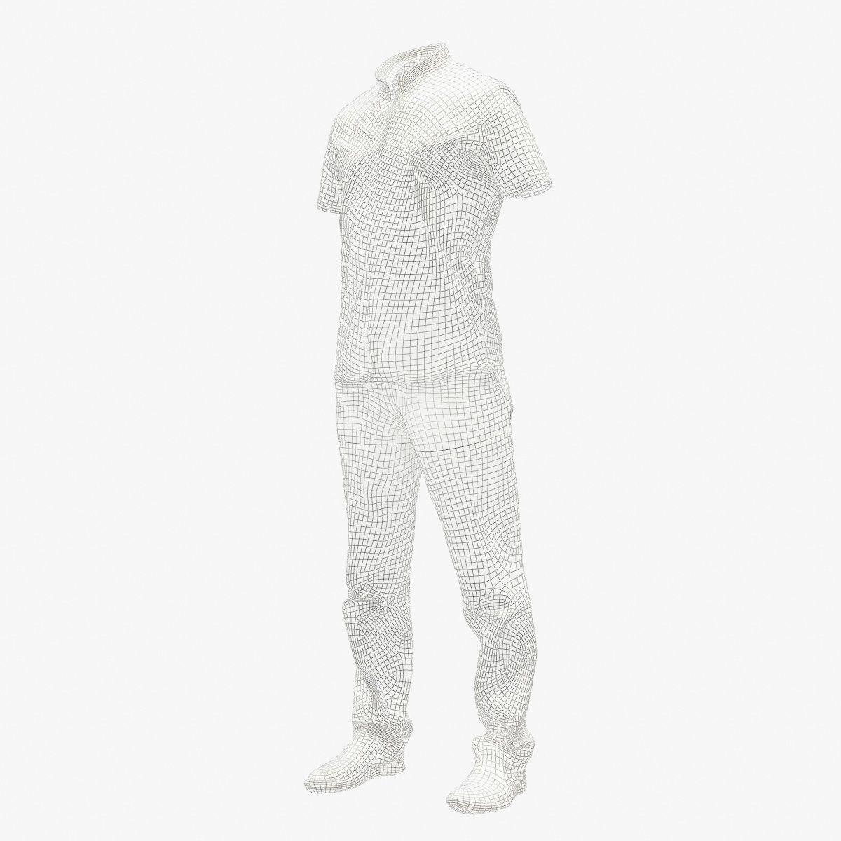 Male Casual Outfit 34 Shirt Pants Footwear Low-poly 3D model_9