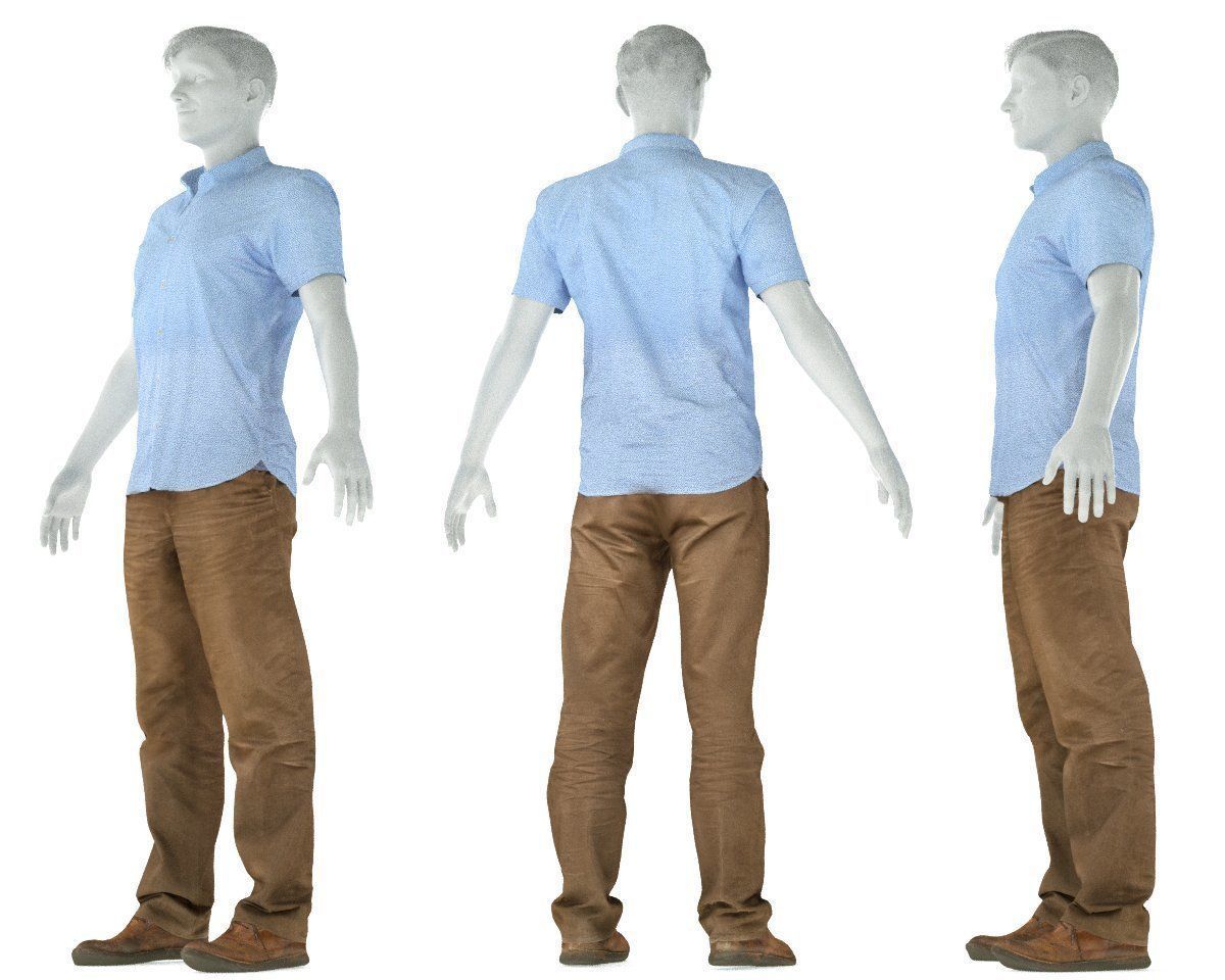 Male Casual Outfit 34 Shirt Pants Footwear Low-poly 3D model_6
