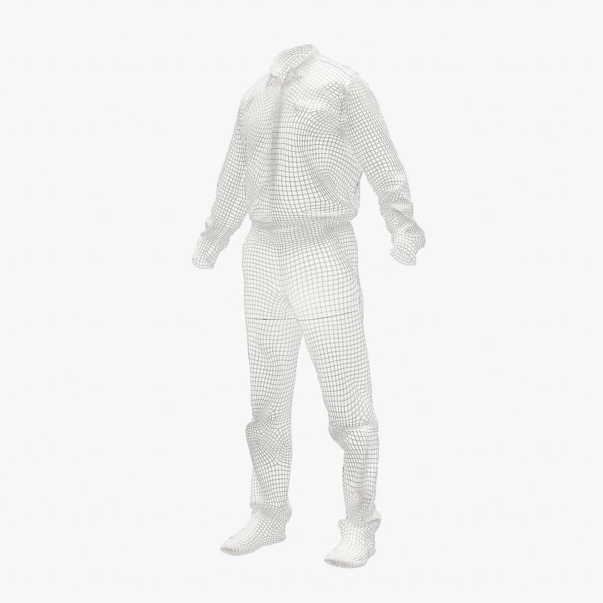 Male Casual Outfit 35 Shirt Pants Shoes Low-poly 3D model_9