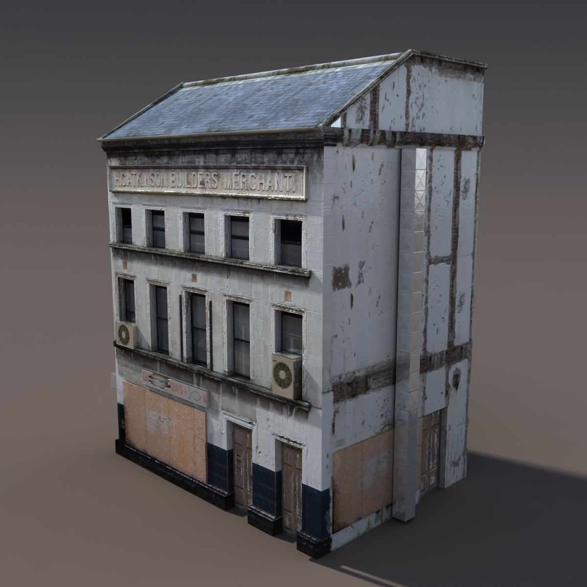 Derelict house low poly Low-poly 3D model_2