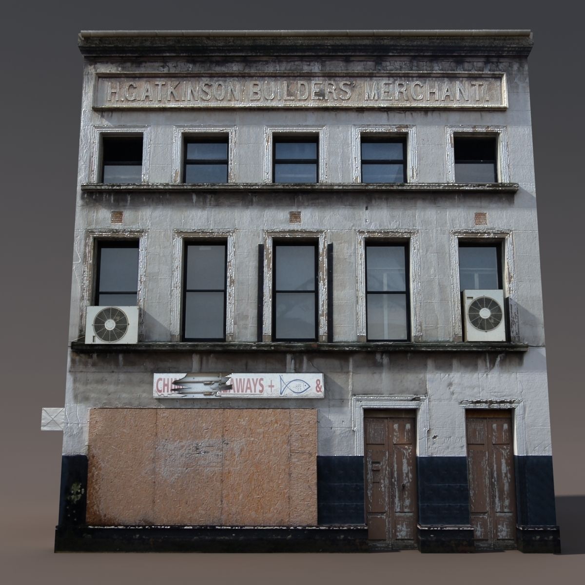 Derelict house low poly Low-poly 3D model_3