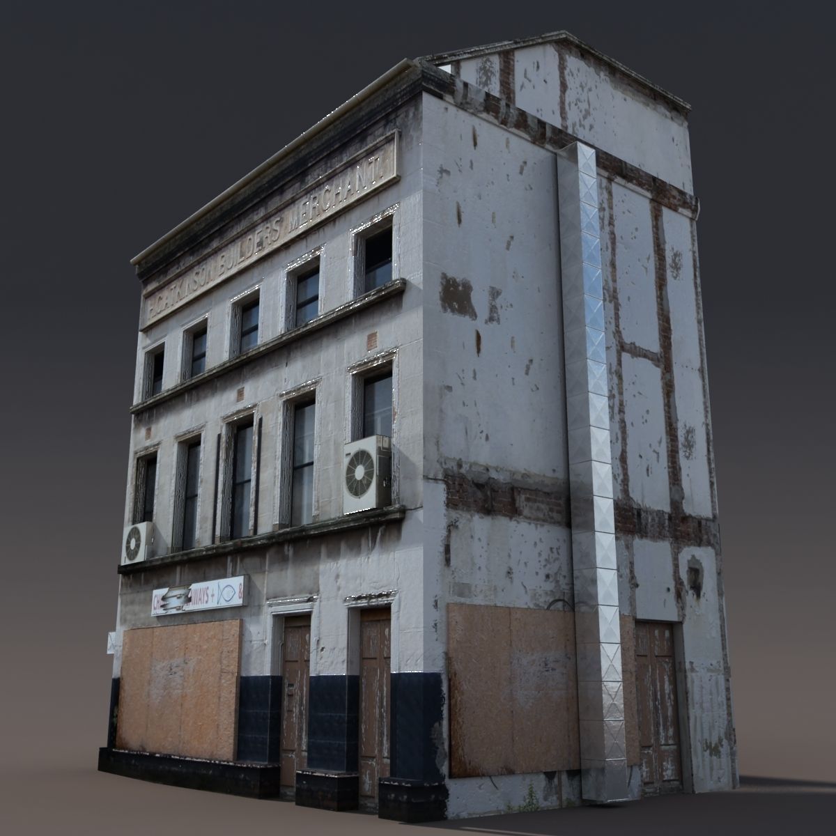Derelict house low poly Low-poly 3D model_1