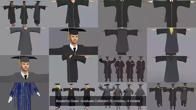 Academic Gown  Graduate Collection 3D models