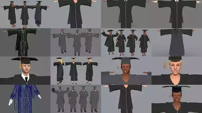 Academic Gown  Graduate Collection 3D models 