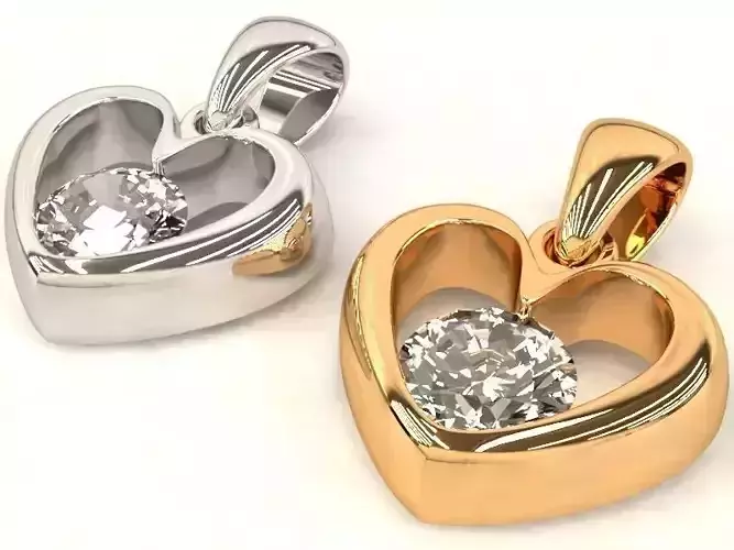 Heart shape pendant with 5 mm gem 3D print model