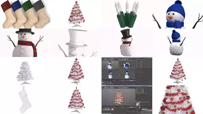 Christmas symbols and decorations 3D Model Collection