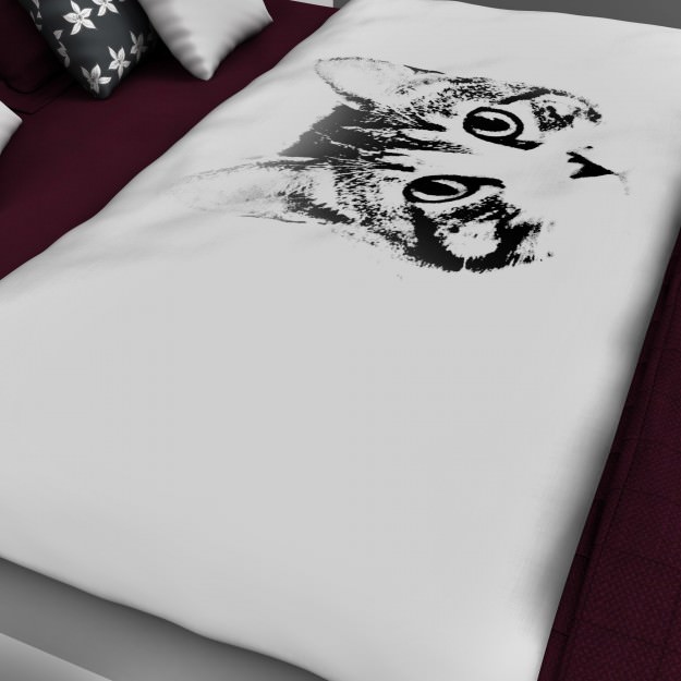 Bed with maroon pillows 3D model_11