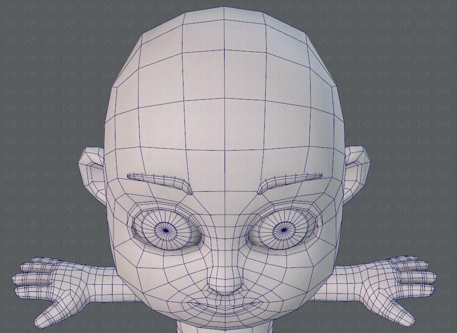 Cartoon children basemesh 3D Model Collection_43