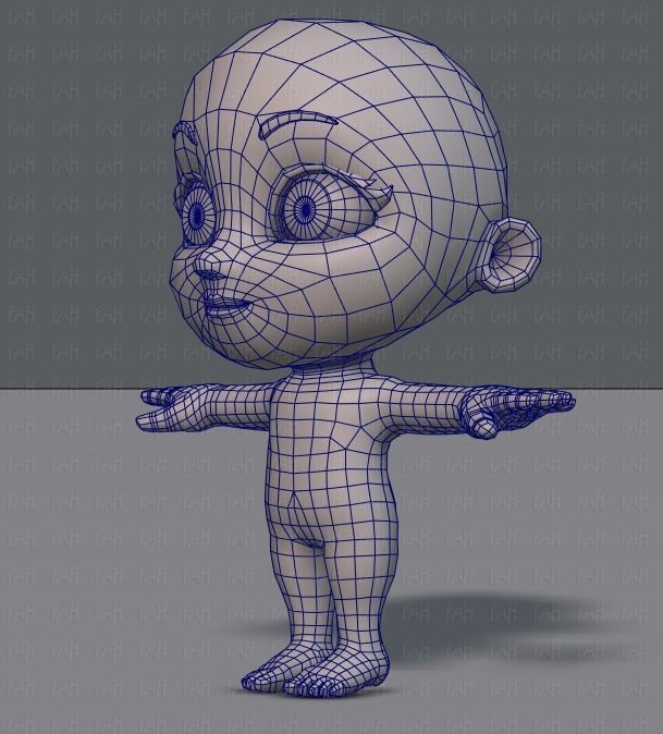 Cartoon children basemesh 3D Model Collection_63