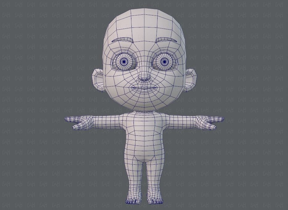 Cartoon children basemesh 3D Model Collection_10