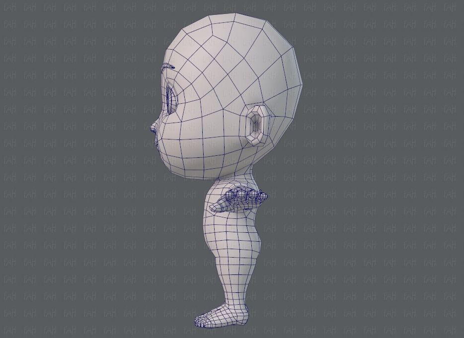 Cartoon children basemesh 3D Model Collection_16