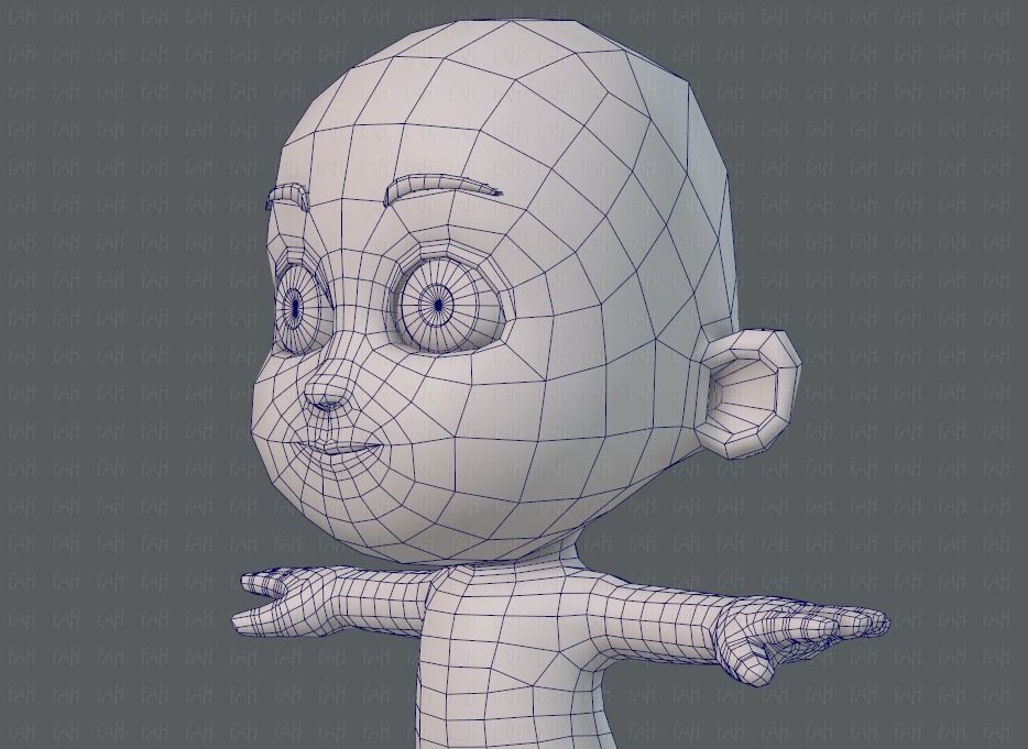 Cartoon children basemesh 3D Model Collection_33