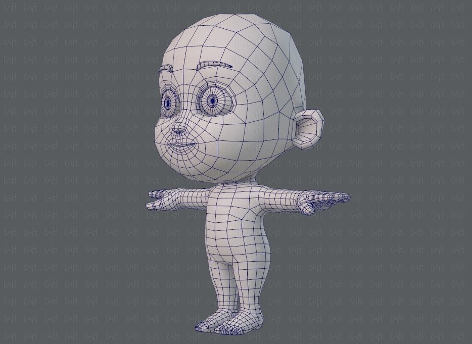 Cartoon children basemesh 3D Model Collection_17
