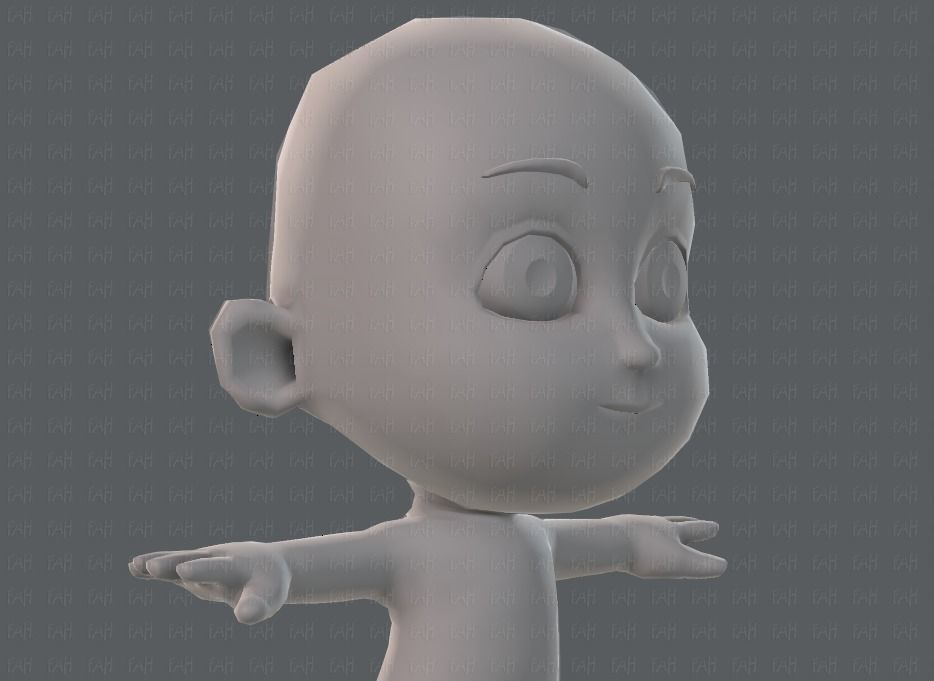 Cartoon children basemesh 3D Model Collection_19