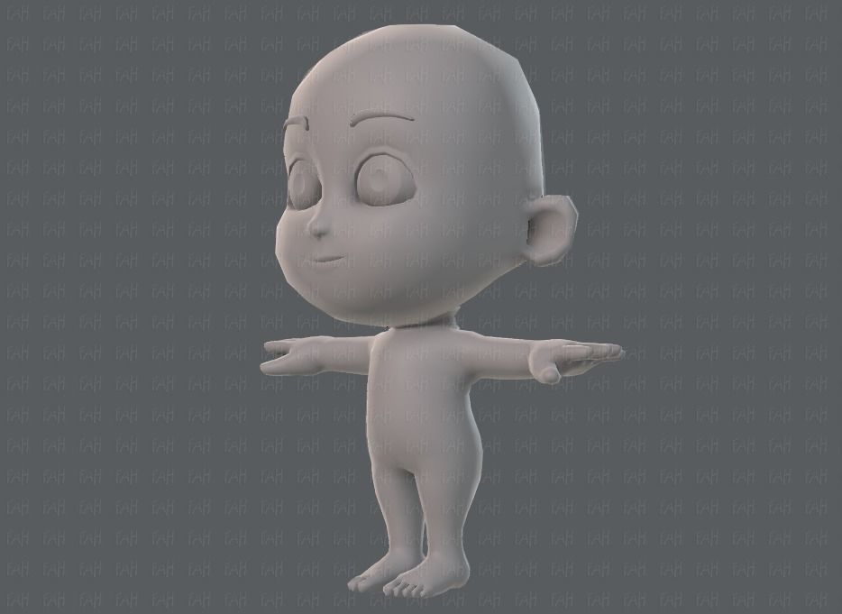 Cartoon children basemesh 3D Model Collection_9