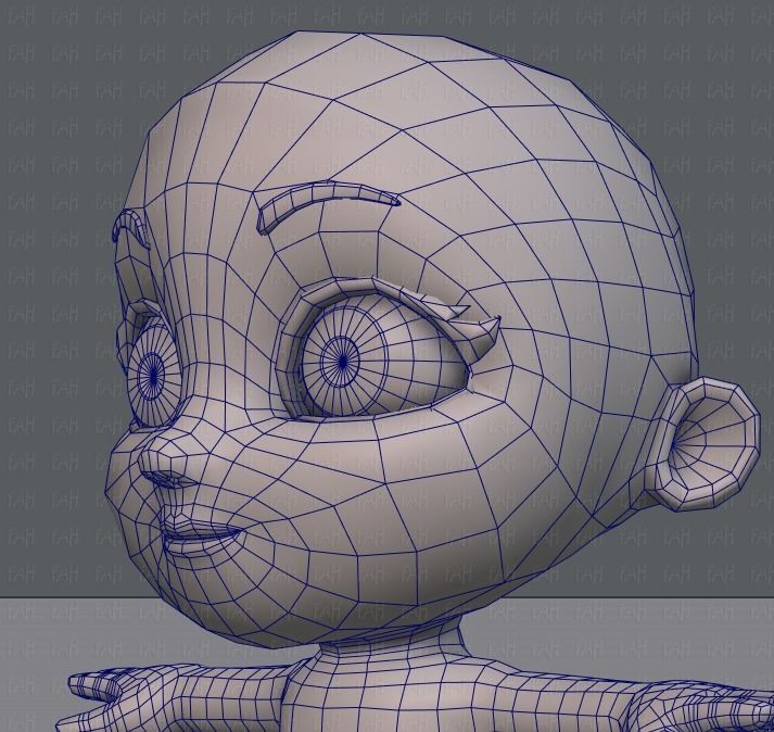 Cartoon children basemesh 3D Model Collection_79