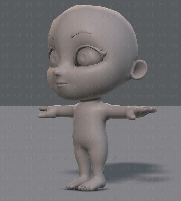 Cartoon children basemesh 3D Model Collection_55