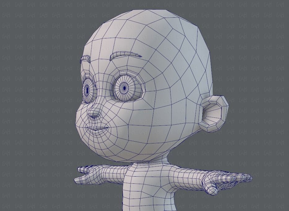 Cartoon children basemesh 3D Model Collection_45