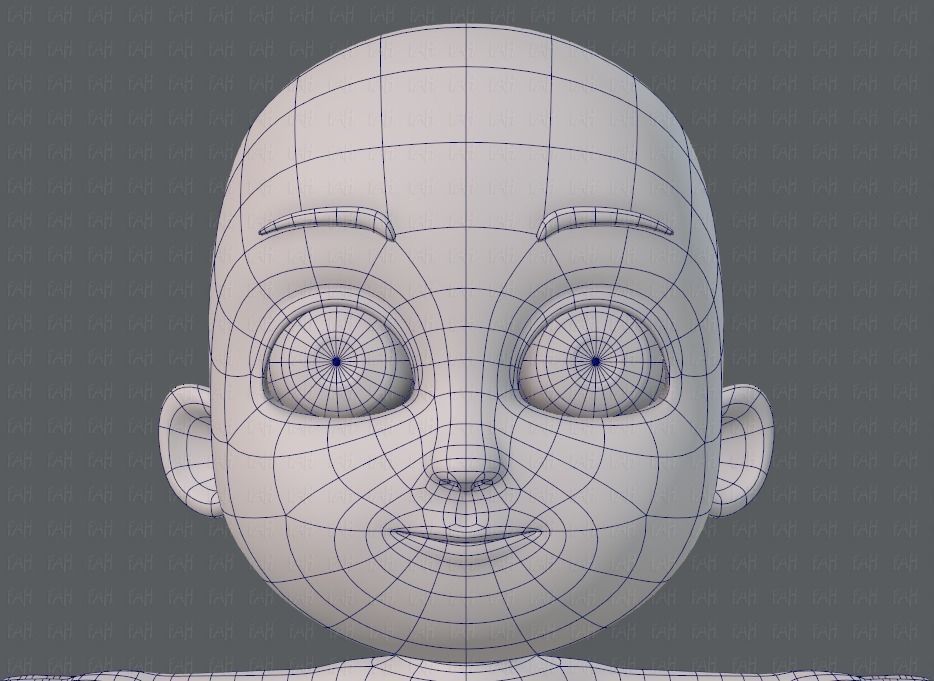 Cartoon children basemesh 3D Model Collection_35