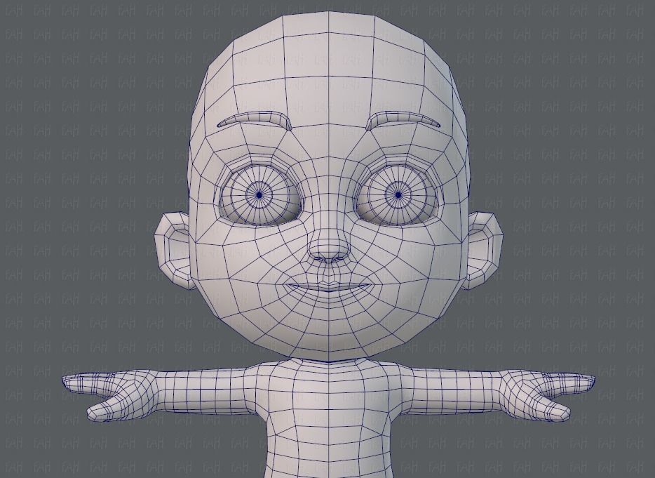 Cartoon children basemesh 3D Model Collection_26