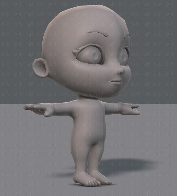 Cartoon children basemesh 3D Model Collection_49
