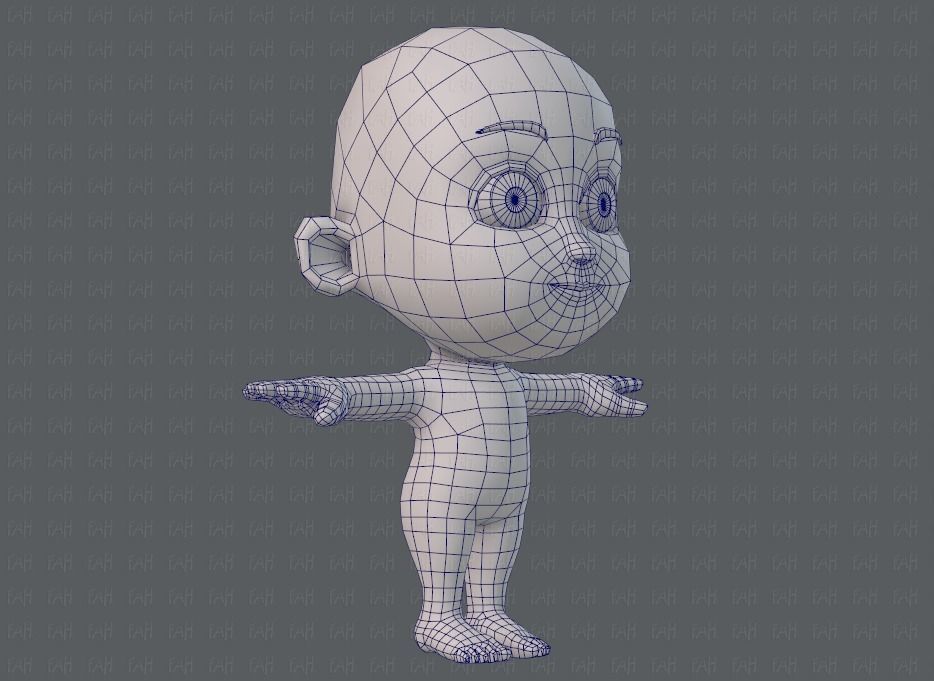 Cartoon children basemesh 3D Model Collection_11