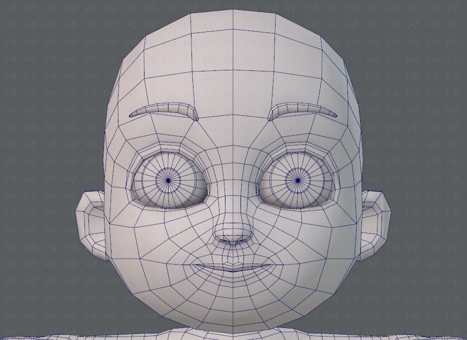 Cartoon children basemesh 3D Model Collection_37