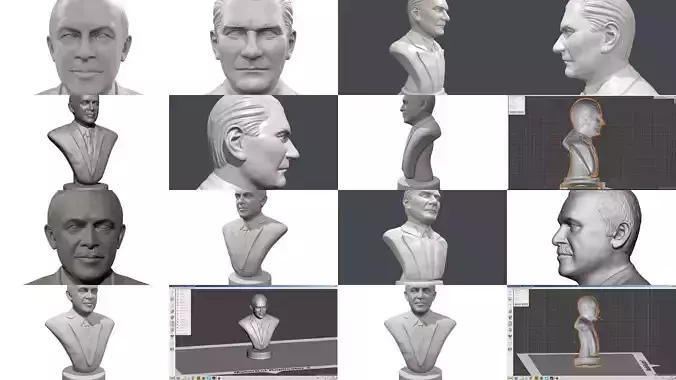 Turkish leaders portrait Erdogan Ataturk pack  3D Model Collection
