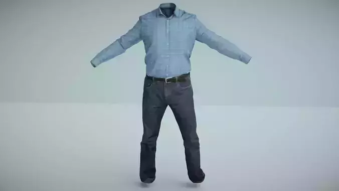 Men outfit set Shirt and Jeans low poly Low-poly 3D model