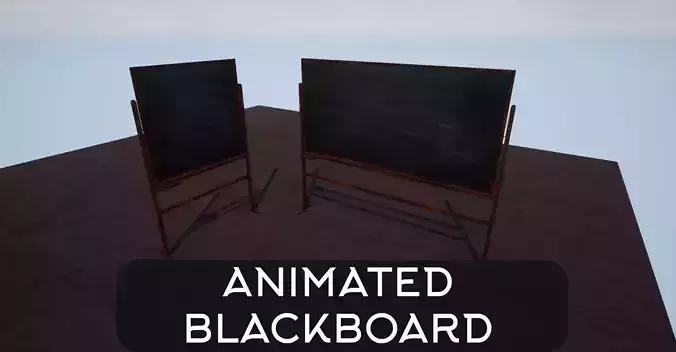Turning Blackboard animated Low-poly 3D model