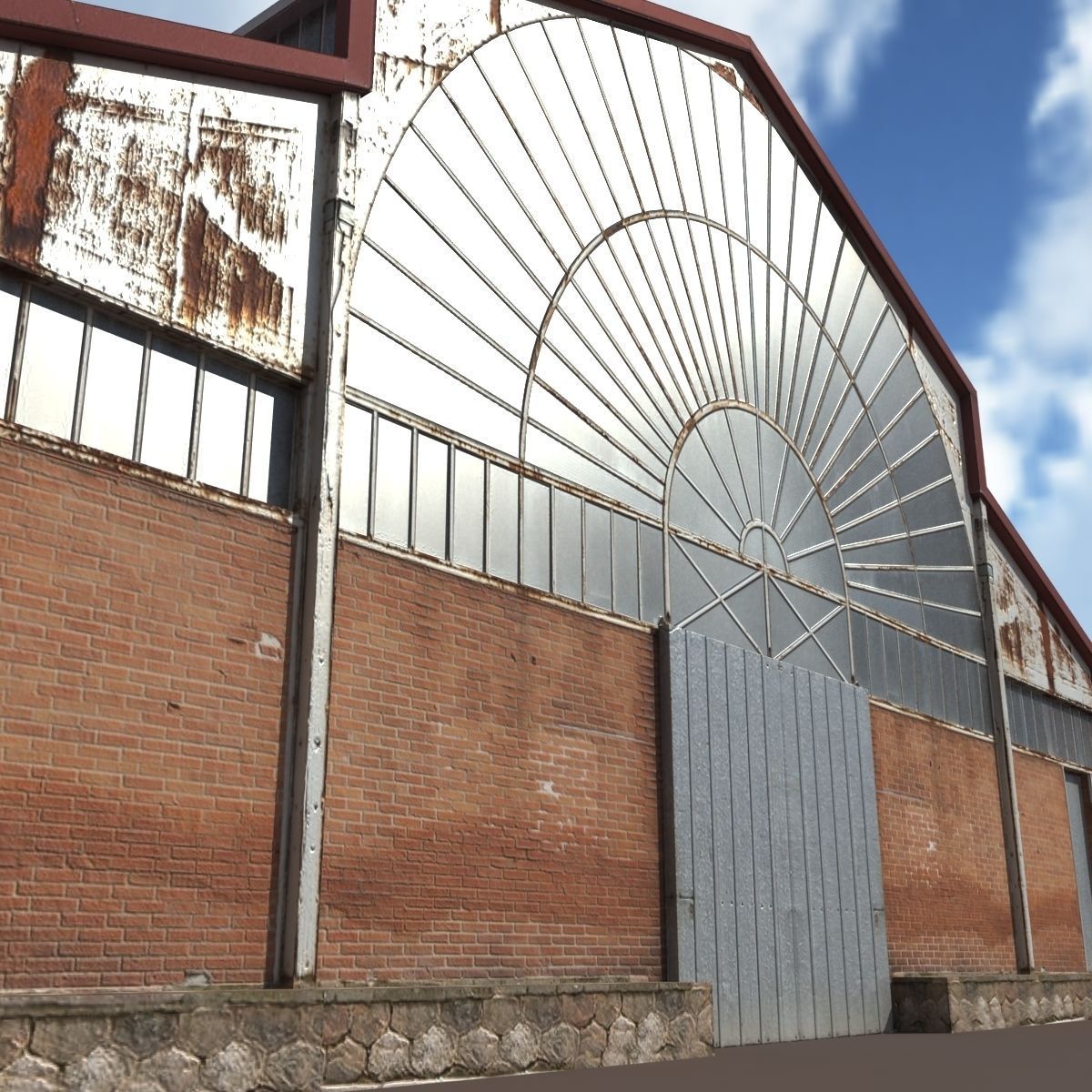 Factory Hangar Low Poly 3d Model Low-poly 3D model_4