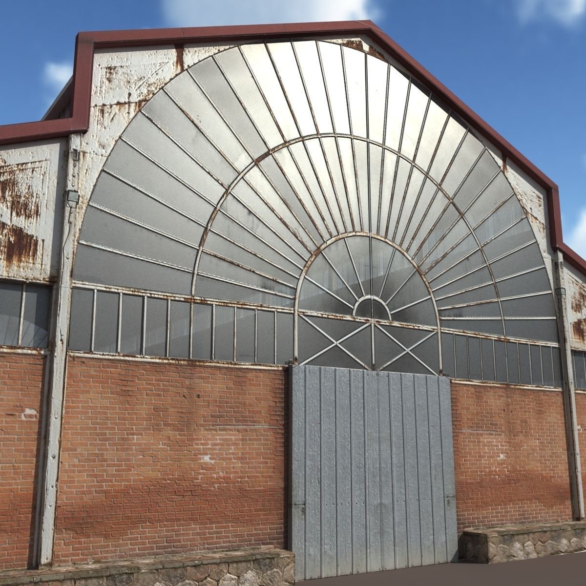 Factory Hangar Low Poly 3d Model Low-poly 3D model_6