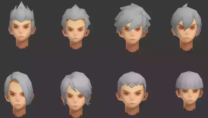 men hair hair style short hair face head barber  Low-poly 3D model