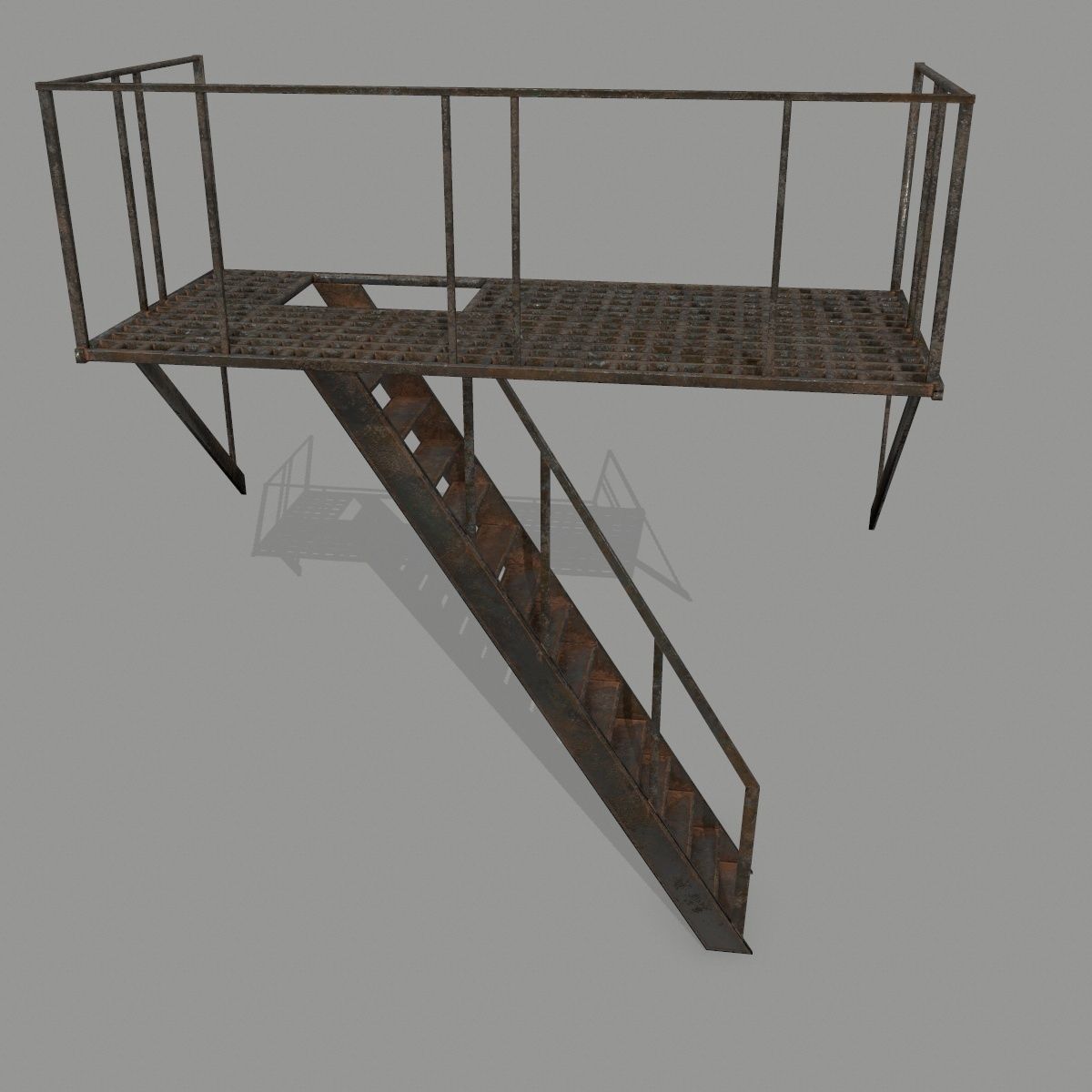 Fire Escape Low-poly 3D model_7
