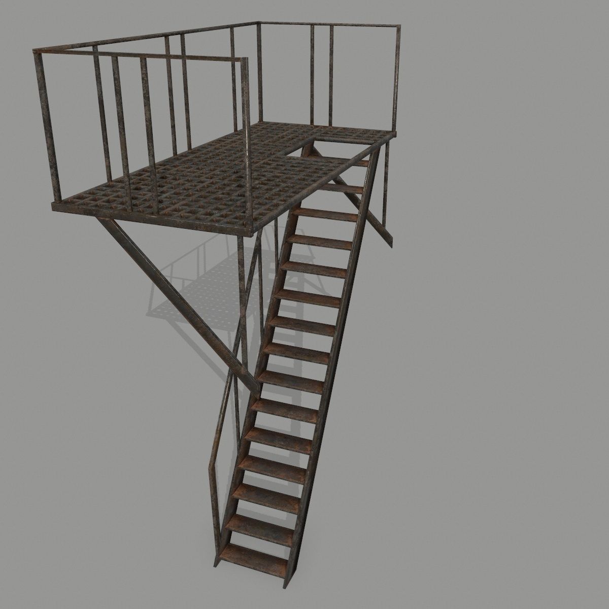 Fire Escape Low-poly 3D model_8