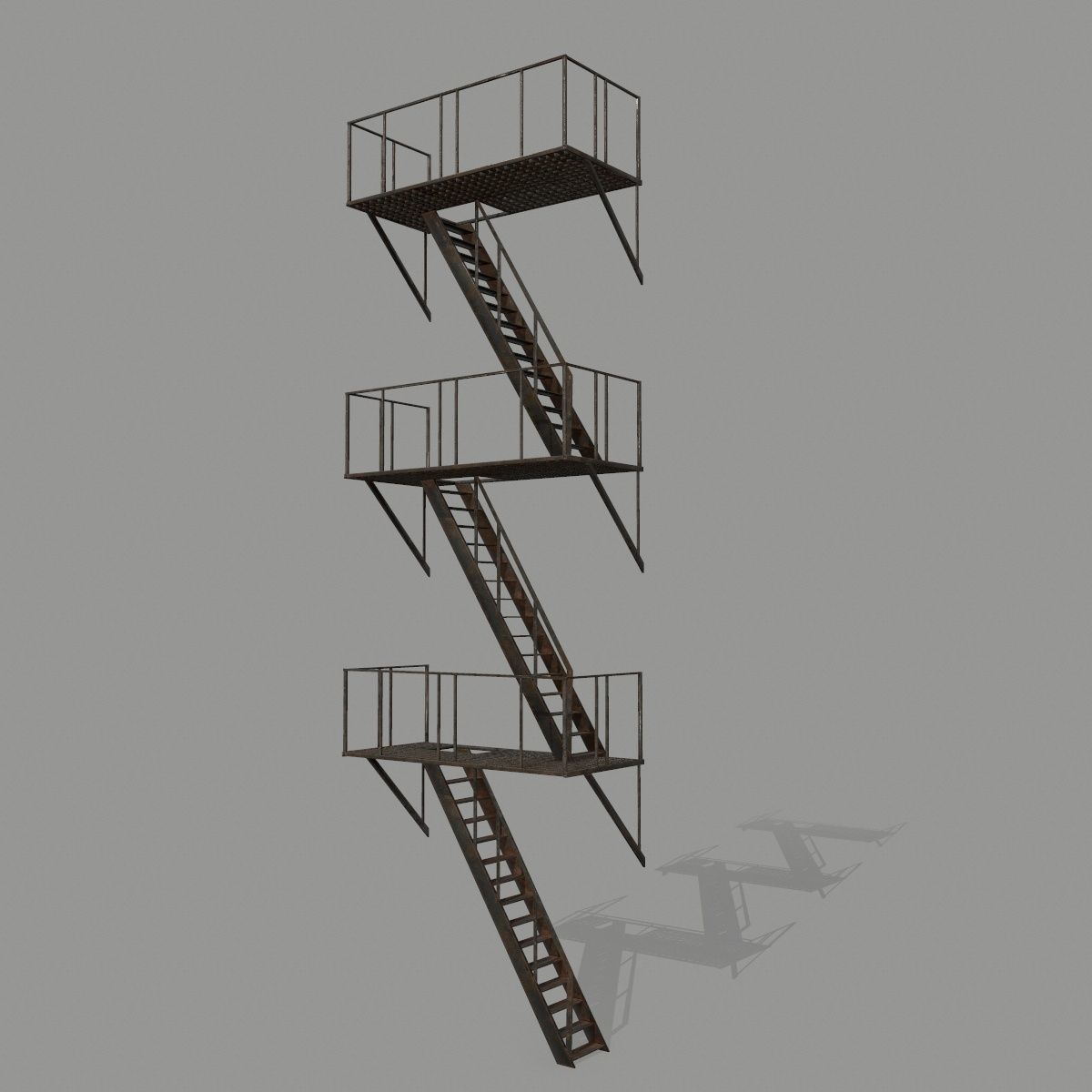 Fire Escape Low-poly 3D model_10