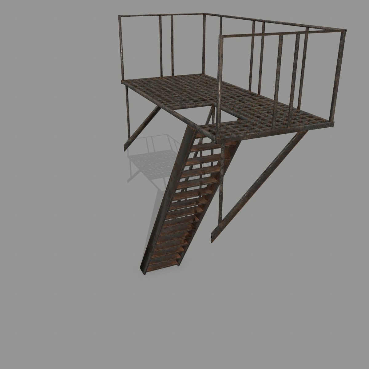 Fire Escape Low-poly 3D model_3