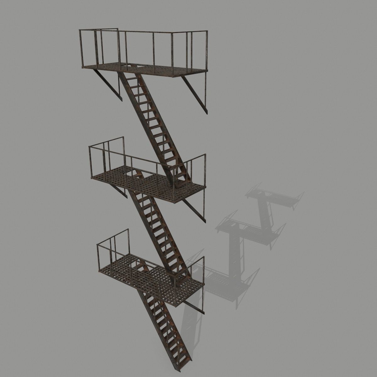 Fire Escape Low-poly 3D model_2