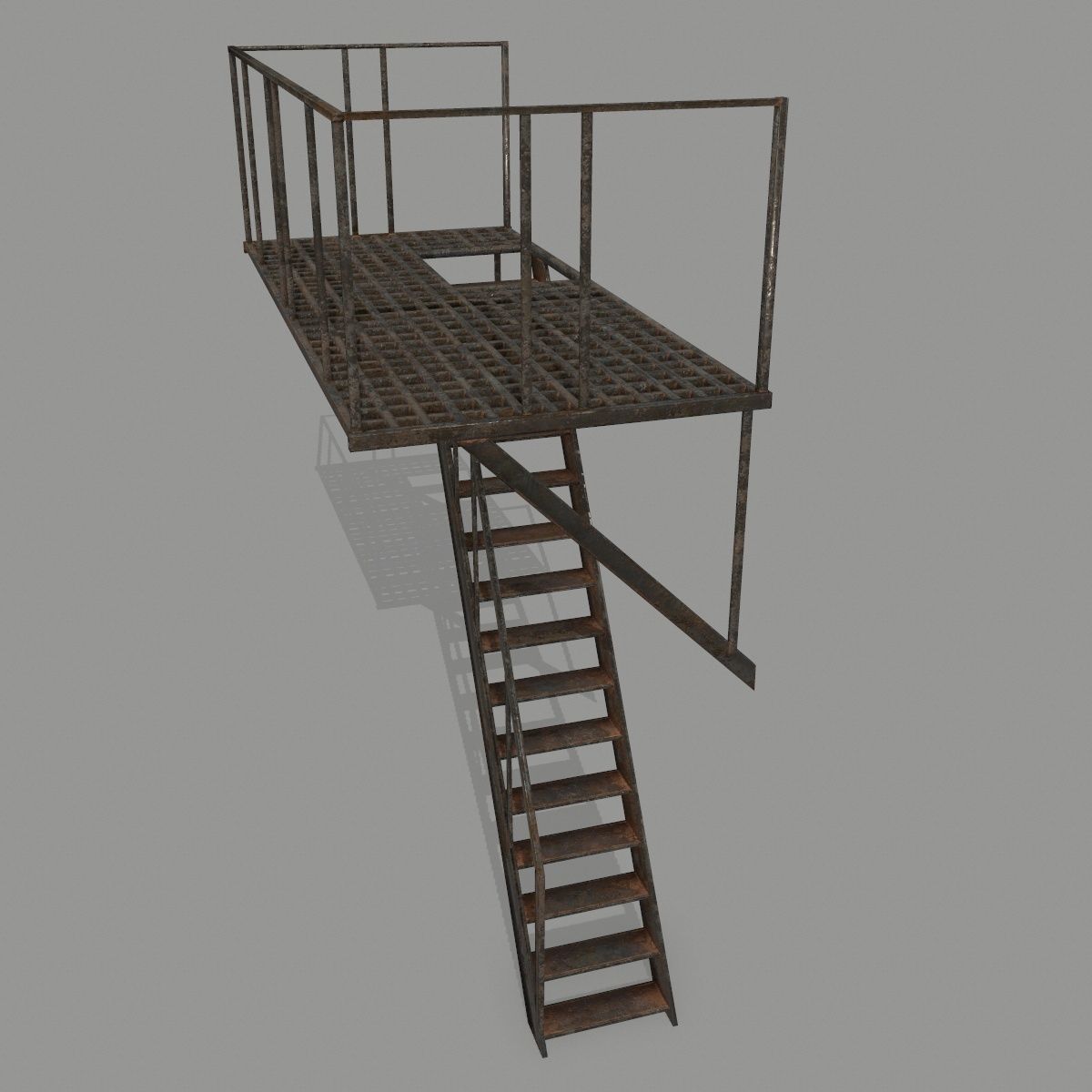 Fire Escape Low-poly 3D model_1