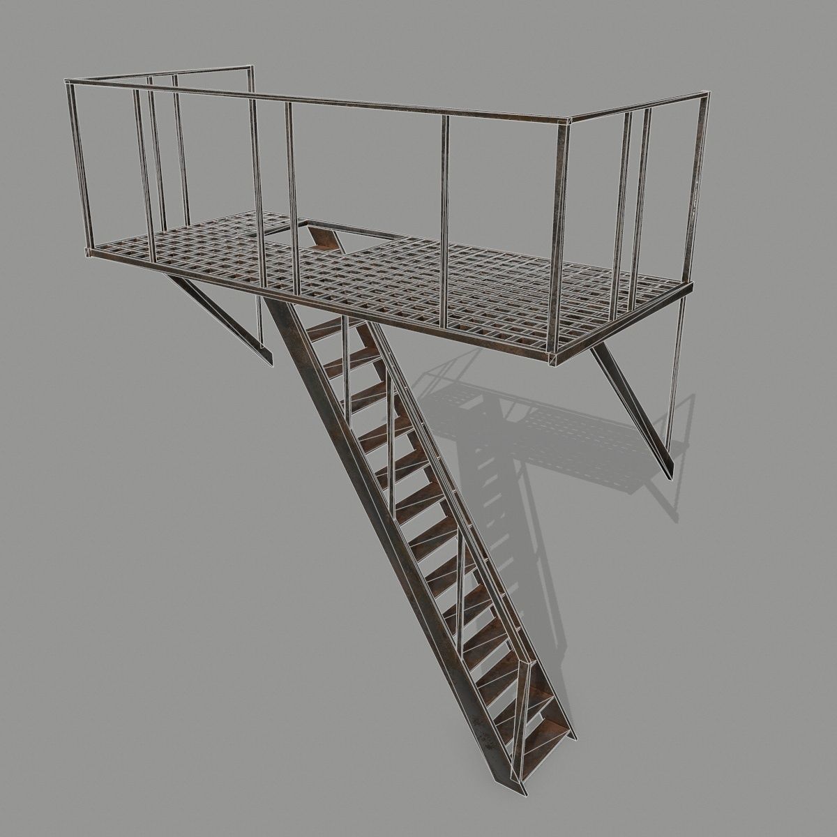Fire Escape Low-poly 3D model_11