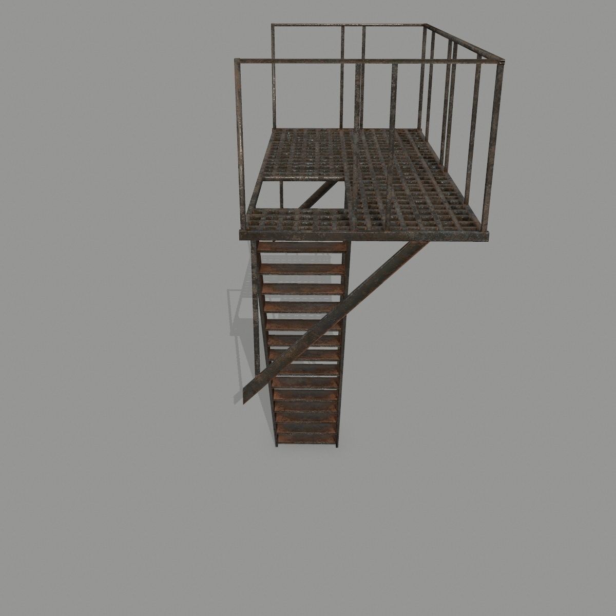 Fire Escape Low-poly 3D model_9
