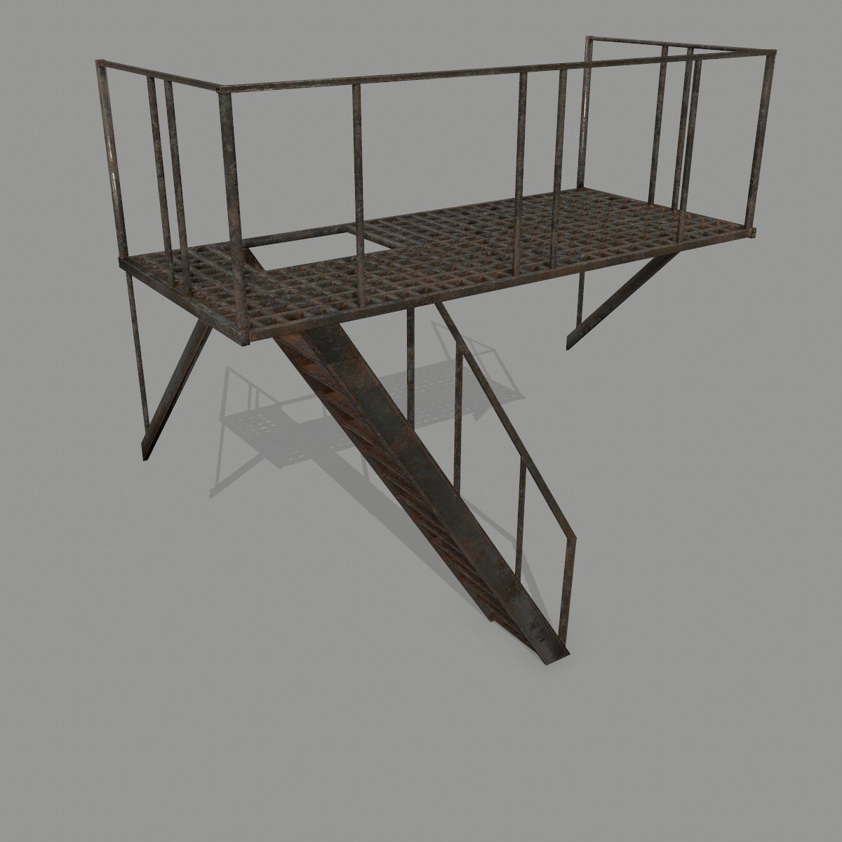 Fire Escape Low-poly 3D model_4