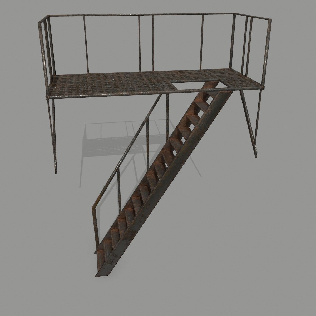 Fire Escape Low-poly 3D model_5