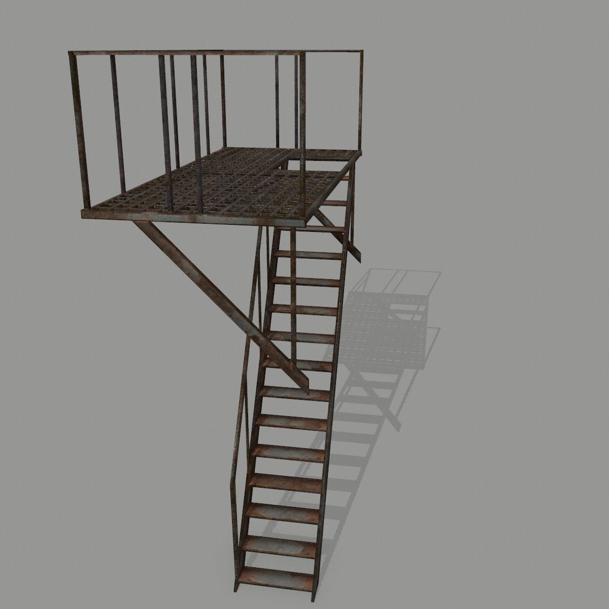 Fire Escape Low-poly 3D model_4