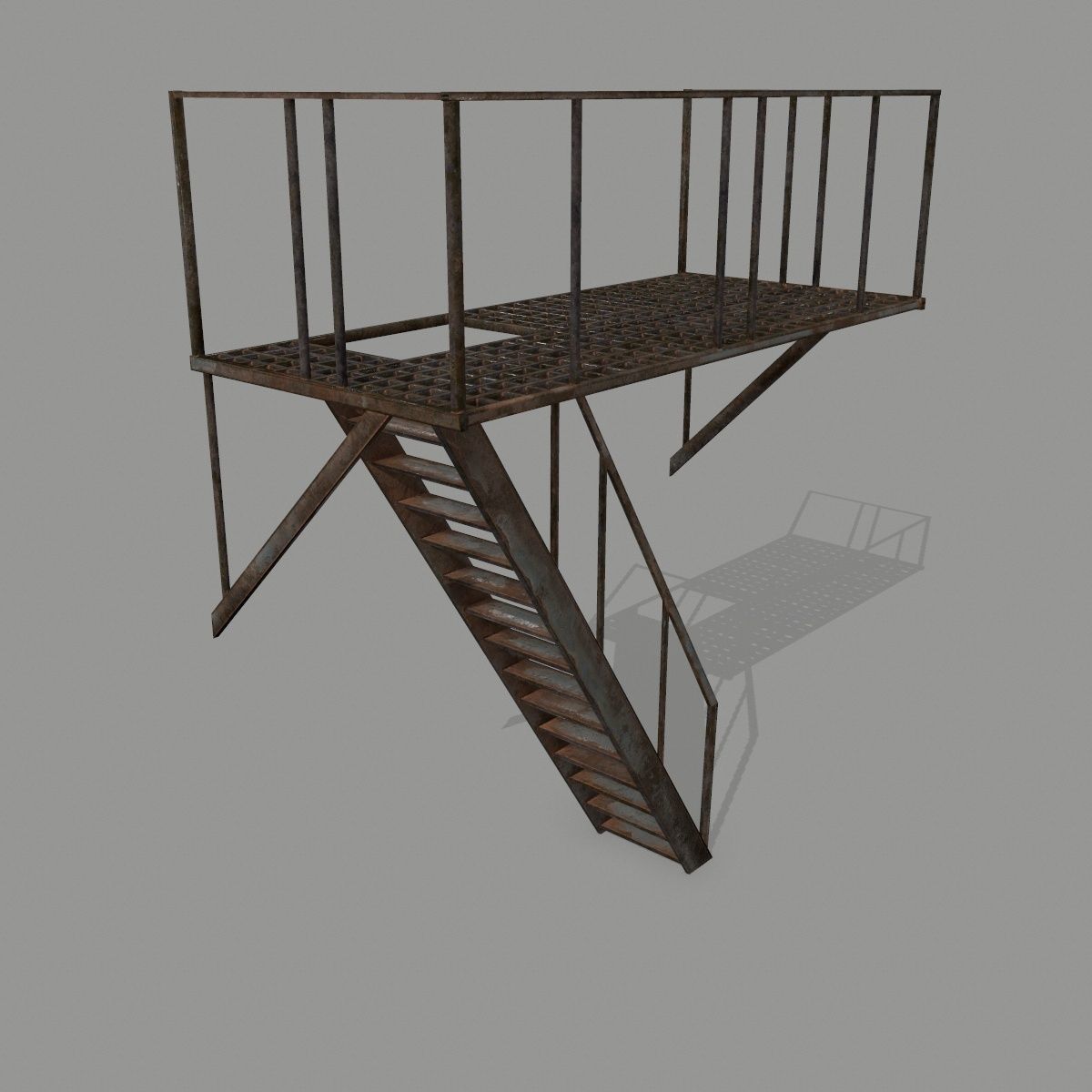 Fire Escape Low-poly 3D model_8