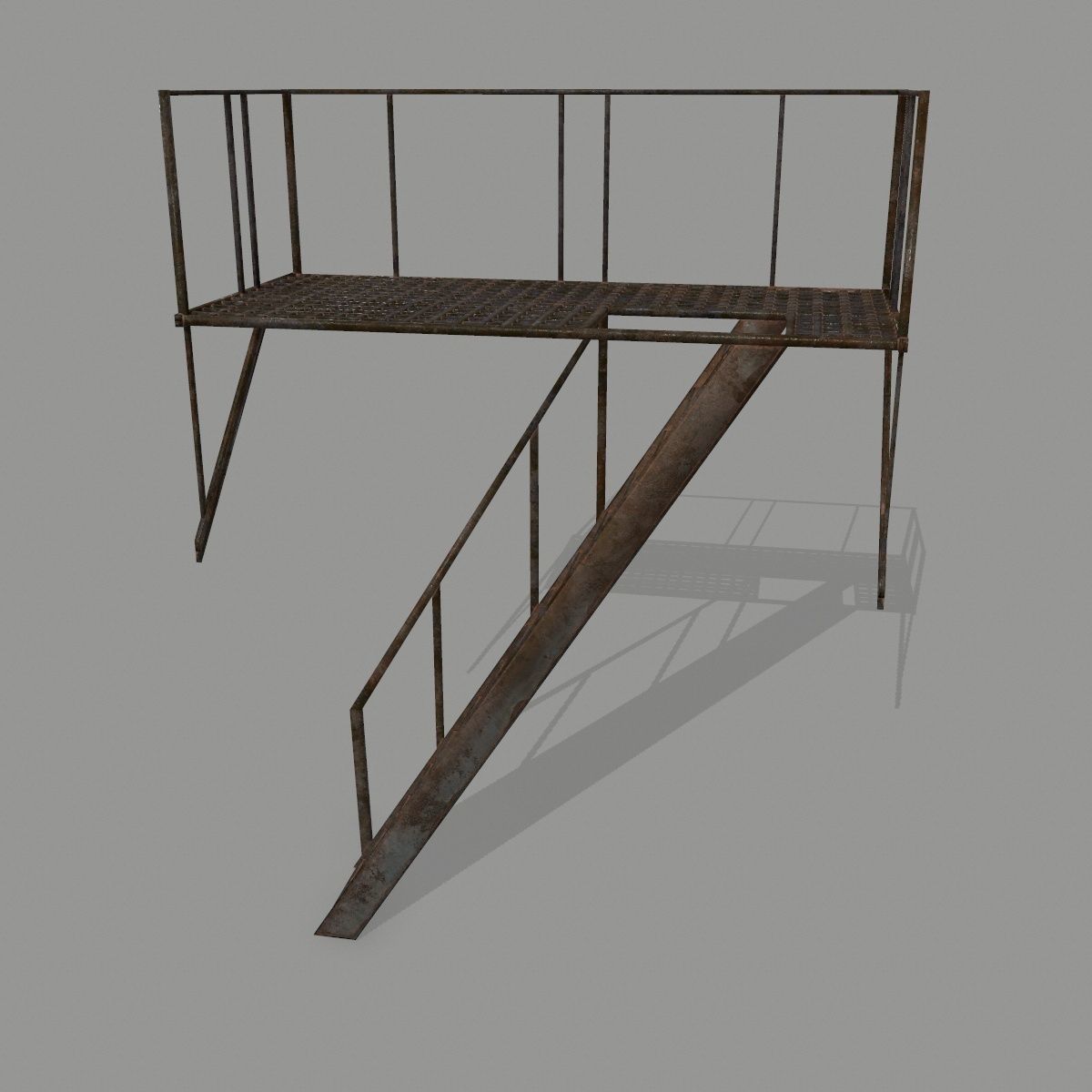 Fire Escape Low-poly 3D model_3