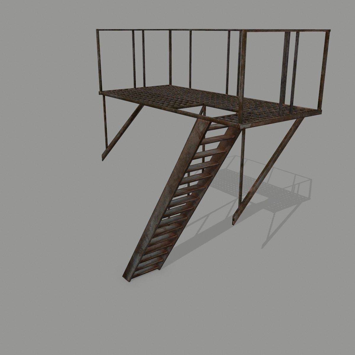Fire Escape Low-poly 3D model_6