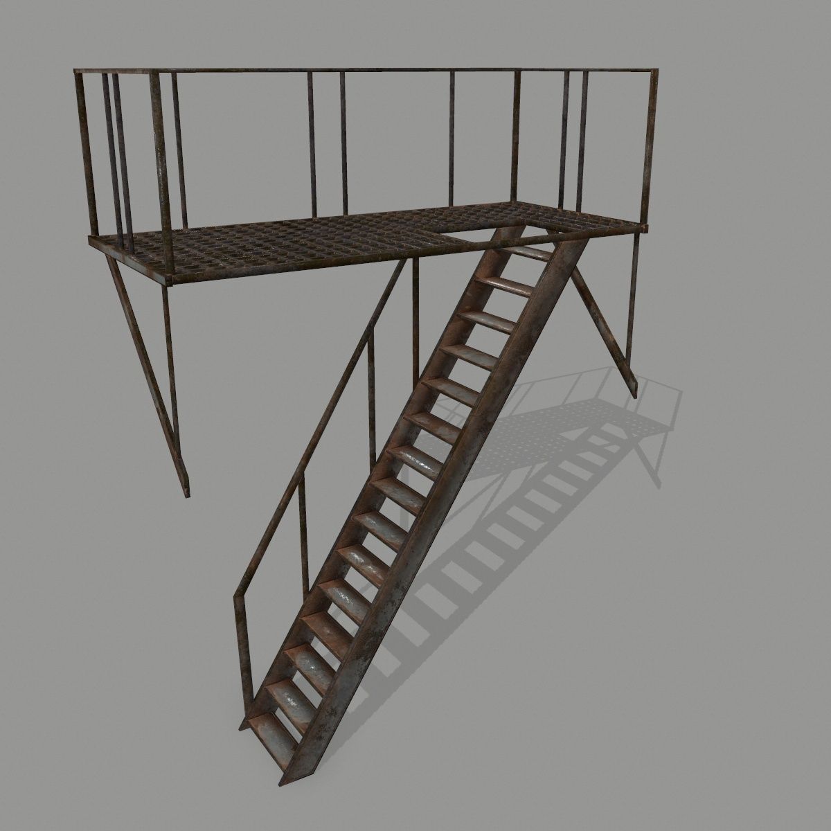 Fire Escape Low-poly 3D model_5