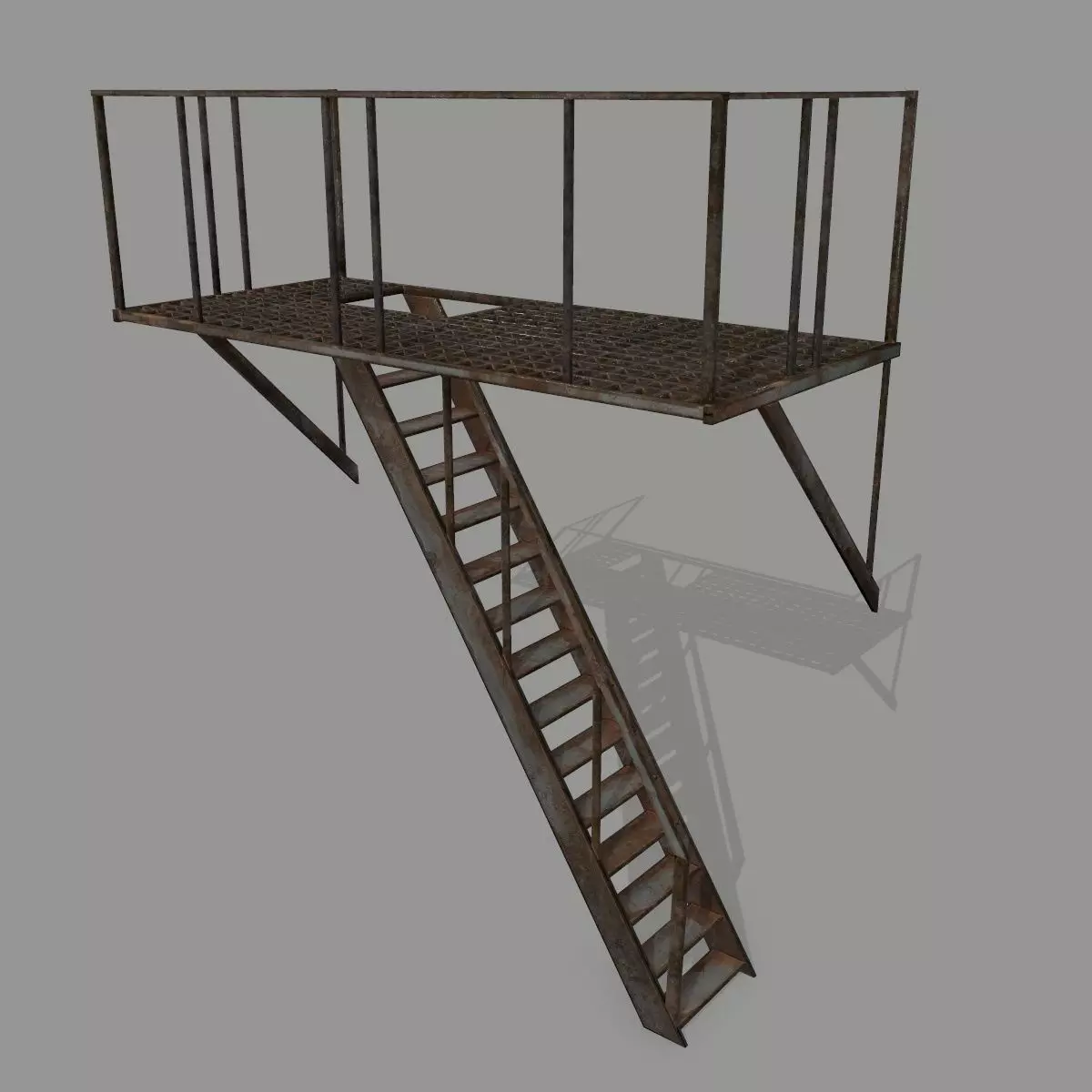 Fire Escape Low-poly 3D model_0