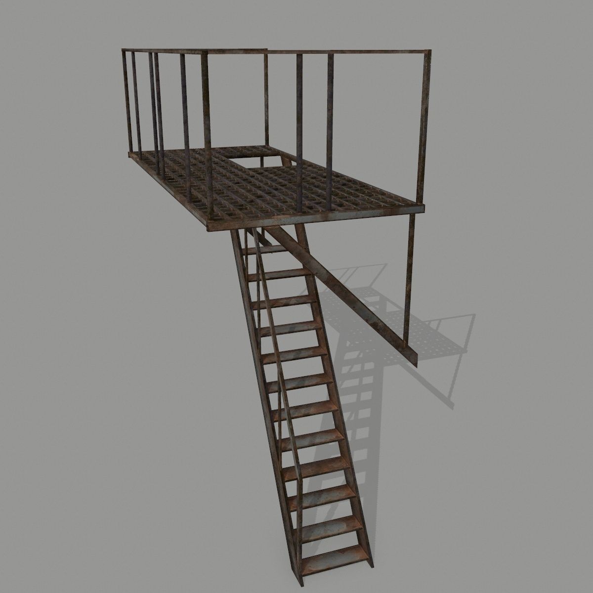Fire Escape Low-poly 3D model_2